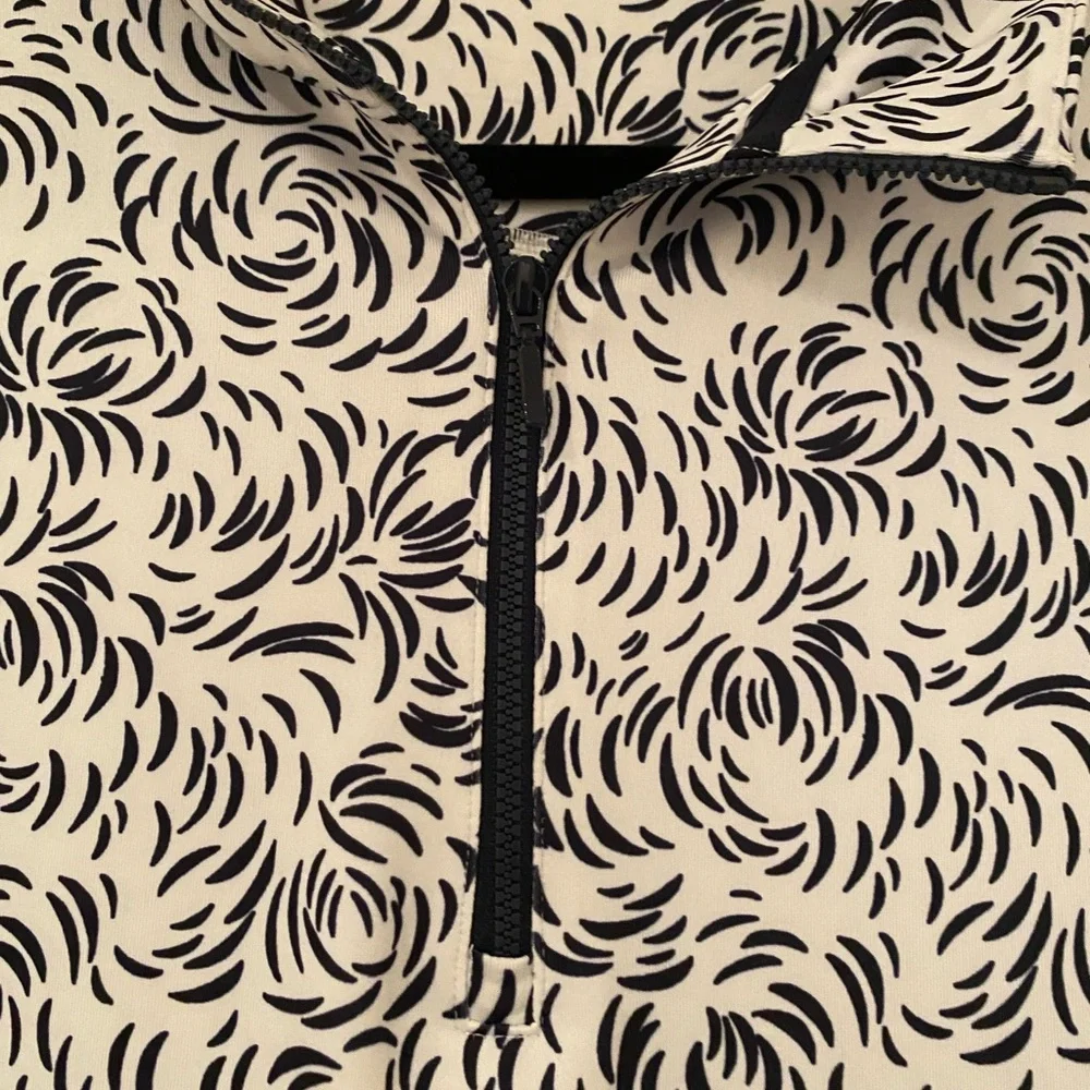 Chico's Navy and White Swirl Athletic Quarter Zip